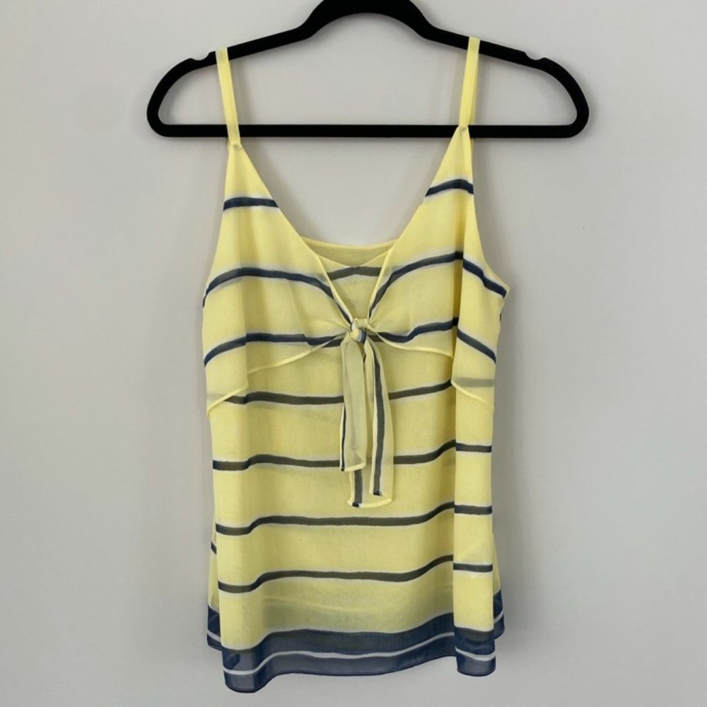 CAbi 5207 Yellow & Navy Striped Knot Cami Tank Blouse Size Small.